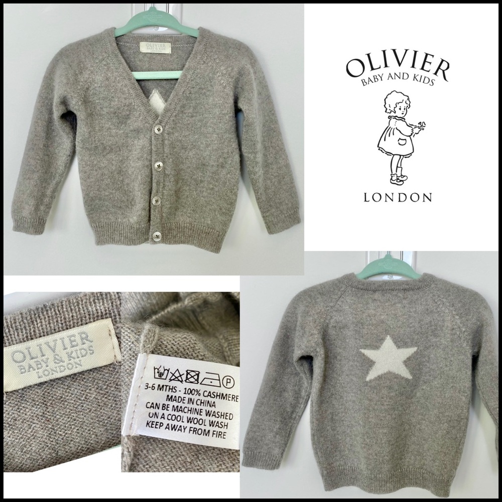 100% Cashmere Olivier London Baby Cardigan, 3-6M